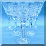 G06. Set of 6 Waterford Crystal cordial glasses. 4”h - $90 